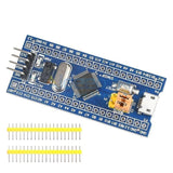 Original Blue Pill STM32F103C8T6 STM32F103 ARM Cortex-M3 Minimum System Development Board For Educational USE Only - with a blue PCB, micro USB port, reset button, jumper pins, and two included strips of header pins.