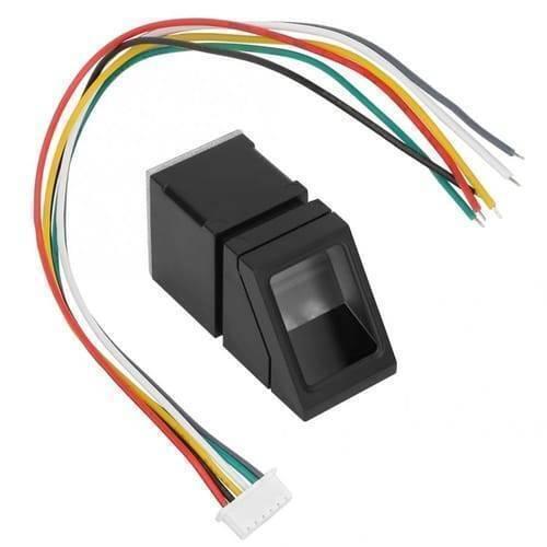 Original Finger Print Sensor R307 Optical Finger Print Scanner Reader Module - shown in black with an attached six-wire cable and white connector.