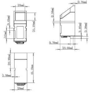 Original Finger Print Sensor R307 Optical Finger Print Scanner Reader Module - technical dimension diagram showing three views with measurements in millimeters.