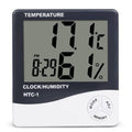 Original Htc 1 Temperature Humidity Meter Hygrometer - a square black and white device showing 17.1°C, 61% humidity, and 8:29 PM with three front control buttons.
