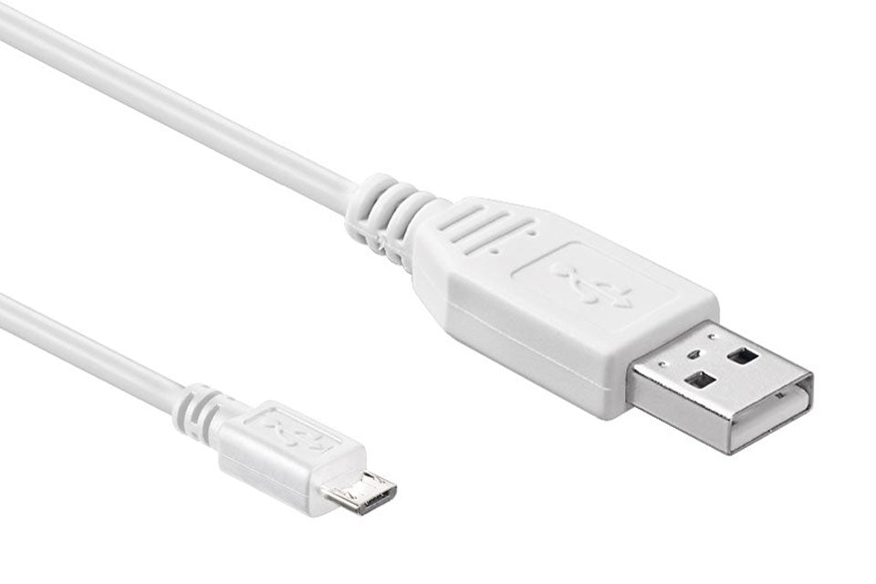 Original Micro USB Charging Cable Data Cable For Arduino Node MCU And Raspberry Pi 3 - a white USB-A to micro-USB cable with molded connectors.