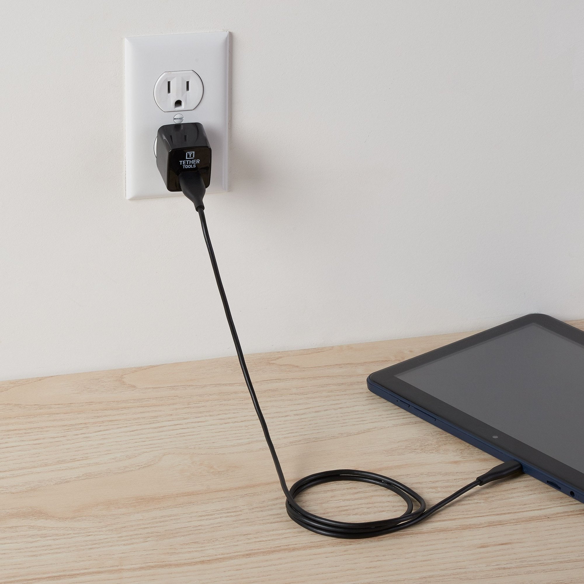 Original Micro USB Charging Cable Data Cable For Arduino Node MCU And Raspberry Pi 3 - shown plugged into a black wall adapter and a tablet device.