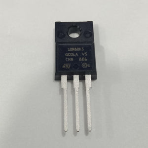 Original STMicroelectronics STP10N80K5 MDmesh K5 Power MOSFET 800V 9A TO-220 - a black, three-pin TO-220 electronic component with white text printed on its face, shown against a plain white background.