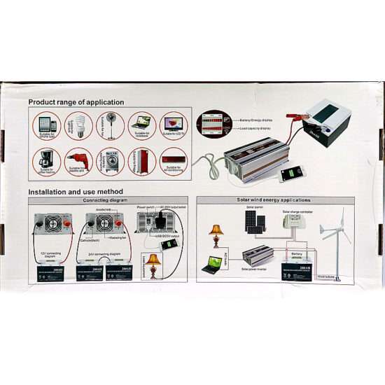 Original Suoer 24V 2000W Inverter STA-2000B 2022 Modified Sine Wave Solar Power USB 24V DC to 220VAC - diagrams for product applications, installation, and solar wind energy connections.