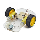 Orignal Imported 2wd Smart Robot Car Chassis Kit - a clear acrylic base plate with two yellow DC motors, two black rubber wheels, and a caster wheel.