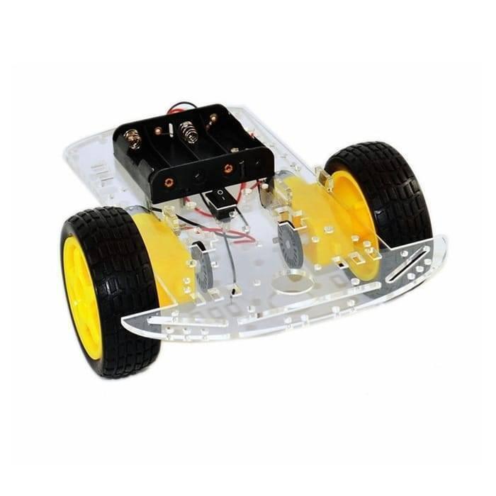 Orignal Imported 2wd Smart Robot Car Chassis Kit - a transparent acrylic base, two yellow motors with black wheels, and a black battery holder.