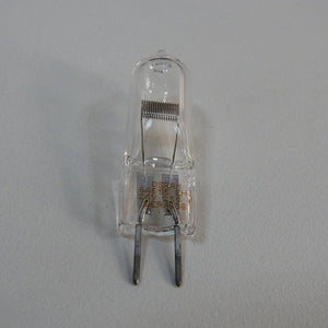 OSRAM 64655 24V 250W G6.35 Halogen Bulb For Microscope Surgical Shadowless Lamp Slide Projector Bulb - a clear glass capsule bulb with a horizontal tungsten filament and two metal pins at the base.