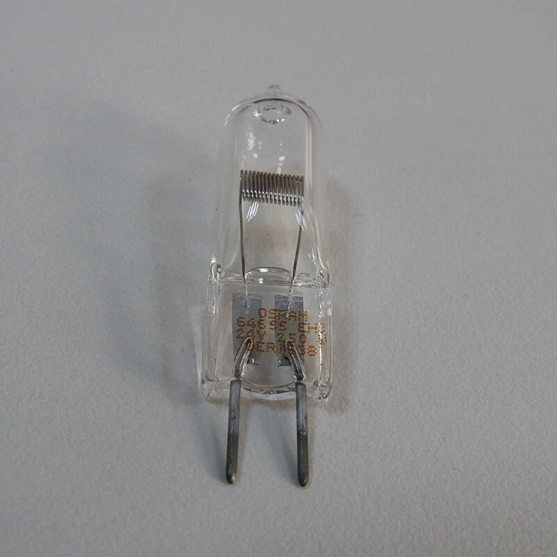 OSRAM 64655 24V 250W G6.35 Halogen Bulb For Microscope Surgical Shadowless Lamp Slide Projector Bulb - a clear glass capsule bulb with a horizontal tungsten filament and two metal pins at the base.