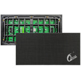 Outdoor P5 LED Display Module - the black front LED matrix and the green circuit board rear with ribbon cable connectors and power ports.