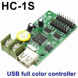 P10 RGB Controller Hc-1s Full Color RGB LED Control Card With 2*HUB75B Port - a green circuit board featuring a USB port, a two-pin screw terminal, a coin cell battery, and two HUB75B headers.