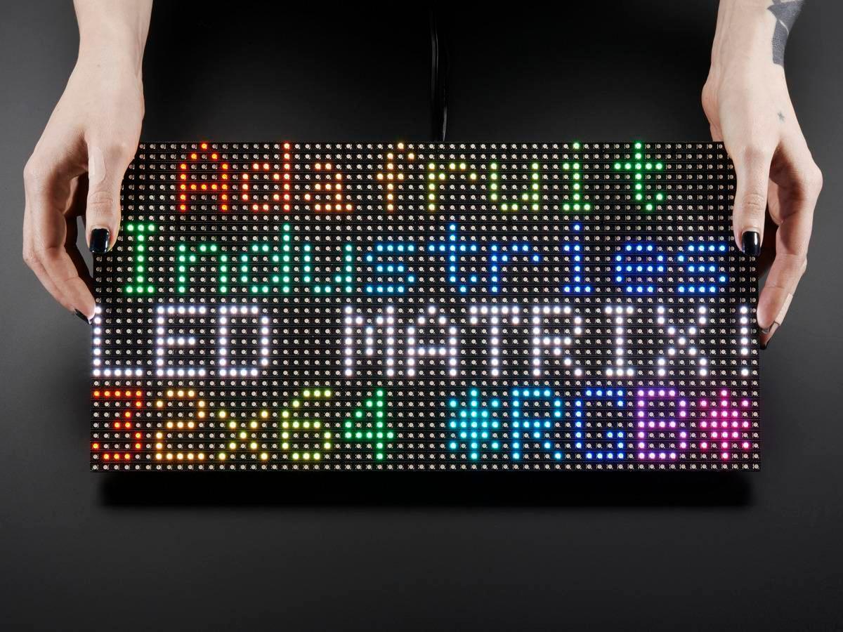 P5 Outdoor LED Panel Digital Screen Module 320x160mm 64x32 Dots Pixel RGB Full Color LED Advertising Board - displaying the text "Adafruit Industries LED MATRIX 32x64 *RGB*".