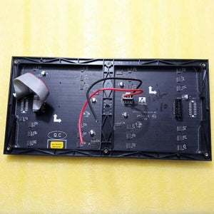 P5 Outdoor LED Panel Digital Screen Module 320x160mm 64x32 Dots Pixel RGB Full Color LED Advertising Board - the black rear side of the rectangular module with a ribbon cable, power wires, and circuit board components.