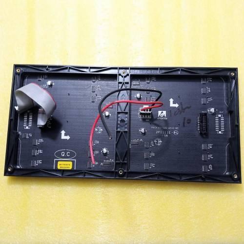 P5 Outdoor LED Panel Digital Screen Module 320x160mm 64x32 Dots Pixel RGB Full Color LED Advertising Board - the black rear side of the rectangular module with a ribbon cable, power wires, and circuit board components.