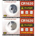 Pack of 5 CR1620 Lithium Coin Button Battery Cell TIANQIU price - a retail packaging card containing five 3V coin cell batteries arranged in a vertical column.