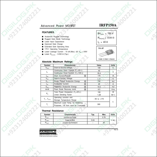 Irfp150a Advanced Power Mosfet