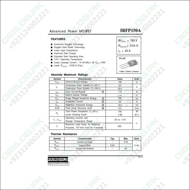 Irfp150a Advanced Power Mosfet