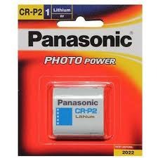 Panasonic CR-P2 Lithium Photo Battery - 6V CRP2 Battery Lithium - shown in its original red and yellow retail blister packaging with a 2022 expiration date printed on the front.
