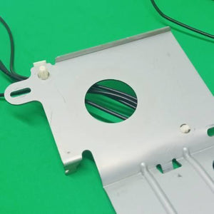 PCB Inserting Hole Cable Clamp, Body PCB Inserting Cable Clamps - shown as a silver-coloured metal mounting bracket with a central circular cutout and attached black cables.
