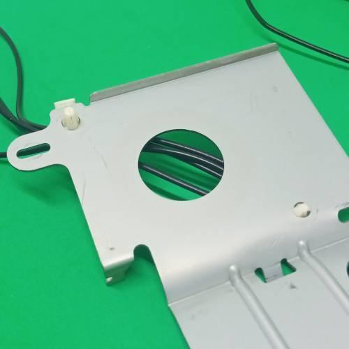 PCB Inserting Hole Cable Clamp, Body PCB Inserting Cable Clamps - shown as a silver-coloured metal mounting bracket with a central circular cutout and attached black cables.