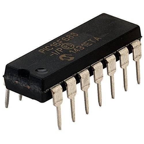 PIC16F688 16F688 14 PIN PIC Microcontroller - a black rectangular integrated circuit with dual rows of metal pins, showing the model number printed on top.