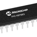 PIC16F883 IC Microcontroller 16F883 - a black rectangular integrated circuit chip with silver metal pins along its sides and white text printed on top.