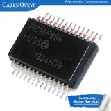 PIC16F886 ISO SOIC28 Microcontroller Legs may be bend a little bit - in a black 28-pin SOIC package with silver leads, shown in a close-up view with some leads slightly bent.