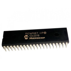 PIC16F887 Microcontroller 16F887 Microcontroller - a black 40-pin dual in-line package integrated circuit with white text printed on the top surface.