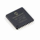 PIC18F46K22-I/PT SOP 44 On Demand Product - a black, square-shaped integrated circuit chip with metallic pins along all four sides and white text printed on its surface.