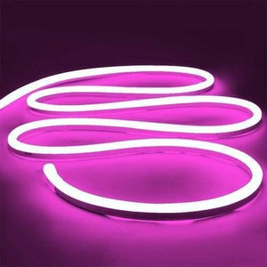 Pink Neon Light 12V 1 Meter - shown as a flexible, glowing pink LED strip coiled in a serpentine pattern against a dark background.