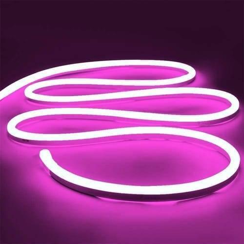 Pink Neon Light 12V 1 Meter - shown as a flexible, glowing pink LED strip coiled in a serpentine pattern against a dark background.
