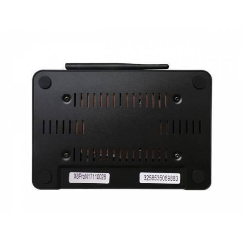 PiPO X8 Pro Mini PC 2GB 32GB Intel Z8350 Quad Core WIN10 7.0 Inch WiFi Bluetooth SBC - the black rectangular casing with ventilation slots, rubber feet, a small antenna, and two white serial number labels.