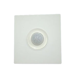 PIR Infrared Motion Sensor Switch - shown as a square white wall-mount unit with a central circular motion detection lens.