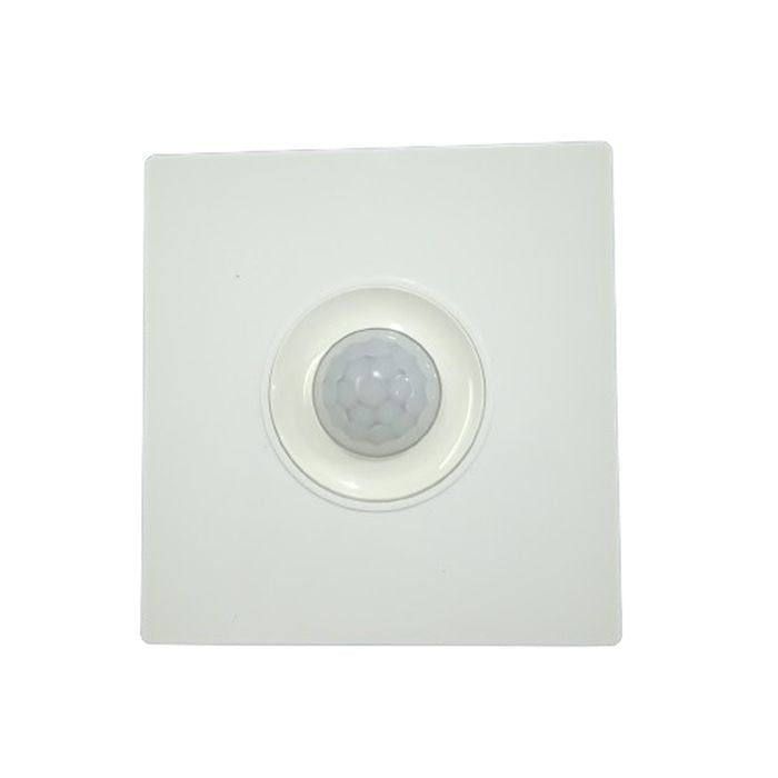 PIR Infrared Motion Sensor Switch - shown as a square white wall-mount unit with a central circular motion detection lens.