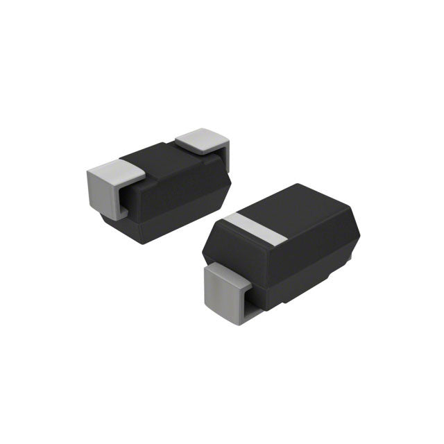 PJ431K SMD Schottky Diode – Precision Adjustable Voltage Reference - two small, black, rectangular electronic components with silver-colored metal terminals on their ends.