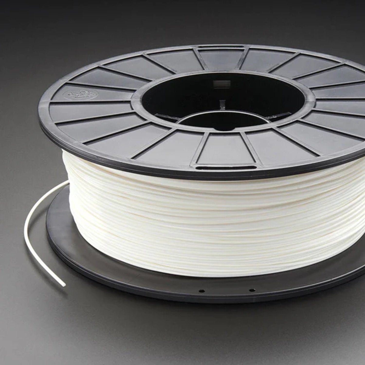 PLA White Color 3D Printer Filament 1.75 mm 1kg roll Spool Filament - a single white plastic filament coil wound onto a black circular spool.