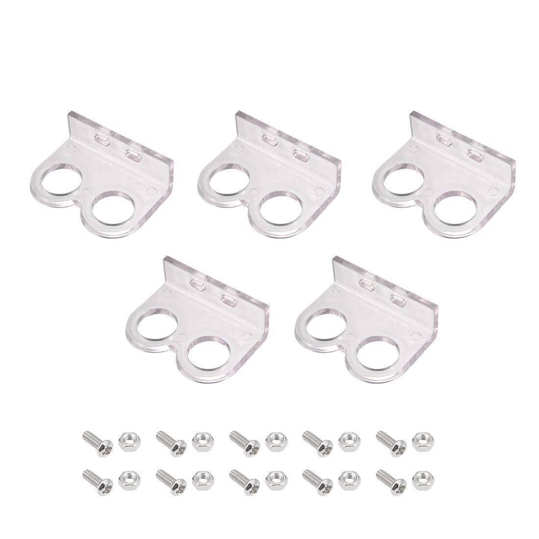Plastic Bracket Holder for HC-SR04 Ultrasonic Sensor with Screw - five clear L-shaped plastic mounting brackets with included screws and nuts.