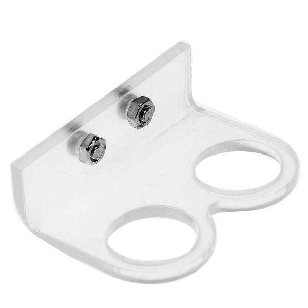 Plastic Bracket Holder for HC-SR04 Ultrasonic Sensor with Screw - a clear L-shaped acrylic mount with two circular cutouts and two metal nuts.