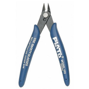 Plato 170 DIY Electronic Diagonal Side Pocket Cutting Pliers Nippers Grip Shear Wire Cutter Tool - with blue rubberized handles and black metal jaws, shown against a white background.