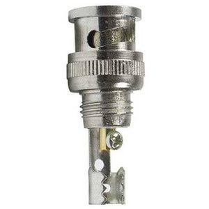 Pni Male BNC Connector Jack - a silver-colored metal connector featuring a locking bayonet head, a threaded middle section, and a crimpable tail.