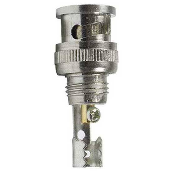 Pni Male BNC Connector Jack - a silver-colored metal connector featuring a locking bayonet head, a threaded middle section, and a crimpable tail.