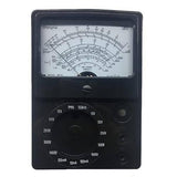 Pocket Size Analog Multimeter MF15 Digital Avometer Universal Meter - a black device with a large analog display, a central circular range selection knob, and three input ports.