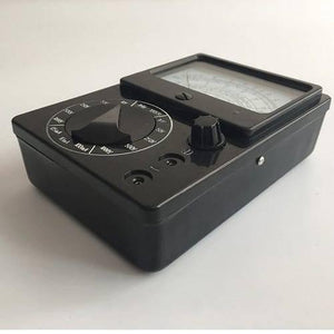Pocket Size Analog Multimeter MF15 Digital Avometer Universal Meter - a black rectangular device featuring a rotary selection knob, a display screen, and two input ports.