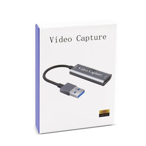 Portable HD 1080P HDMI-compatible Video Capture Card USB 3.0 4k Video - shown in its white product packaging box with a grey USB capture device pictured.