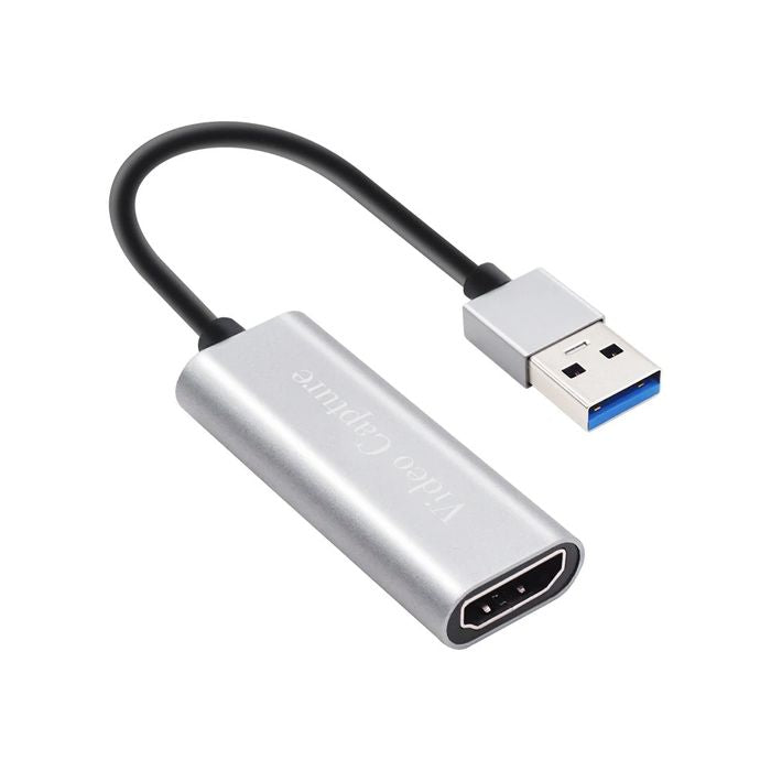 Portable HD 1080P HDMI-compatible Video Capture Card USB 3.0 4k Video - shown as a silver-coloured device with a USB connector and an HDMI input port.