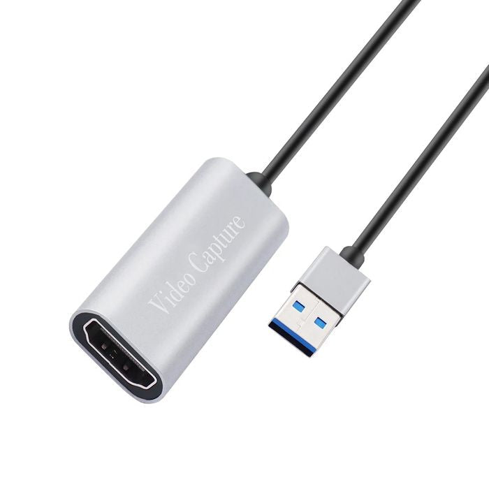 Portable HD 1080P HDMI-compatible Video Capture Card USB 3.0 4k Video - a silver cylindrical body with an HDMI port and a USB 3.0 connector.