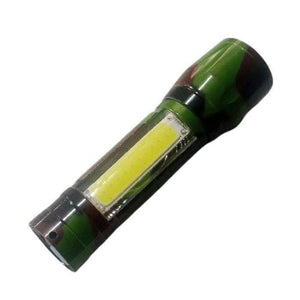 Portable Mini 2 In 1 LED Flasht Light 1000 Lumens 3modes USB Rechargeable LED Torch Light - a cylindrical camo-patterned torch featuring a side-mounted rectangular COB LED light panel.