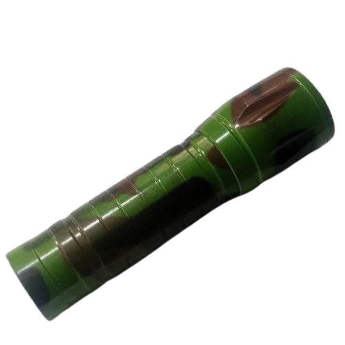 Portable Mini 2 In 1 LED Flasht Light 1000 Lumens 3modes USB Rechargeable LED Torch Light - a cylindrical handheld torch with a green, brown, and black camouflage pattern against a white background.