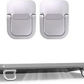 Portable Mini Aluminium Laptop Stand Pair (Foldable Feet) - two silver foldable feet above a laptop base with the feet attached to the underside.