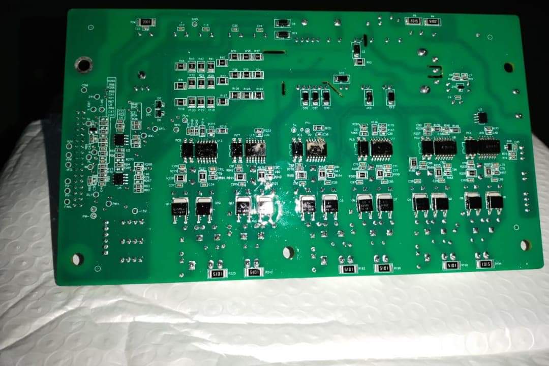 Power Board for INVT 37kW-110kW, CHF100A/CHE100/CHV100 - CHF100A/CHE100/CHV100, showing a green rectangular printed circuit board populated with electronic components and chips.
