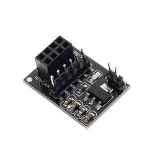 Power Module for NRF24L01 with Step-Down Voltage Converter - 3.3V Output 1A - black circuit board featuring an 8-pin female header, a 2-pin header, and various components.
